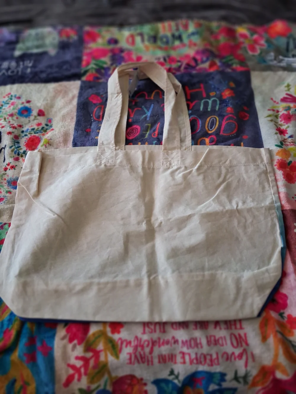 Lands' End Canvas Tote in Cream to Blue Ombre